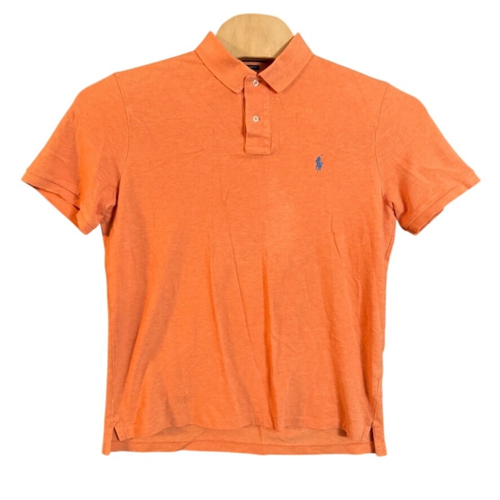 Polo Ralph Lauren Mens Large Classic Fit Orange Pique Short Sleeve Polo Shirt